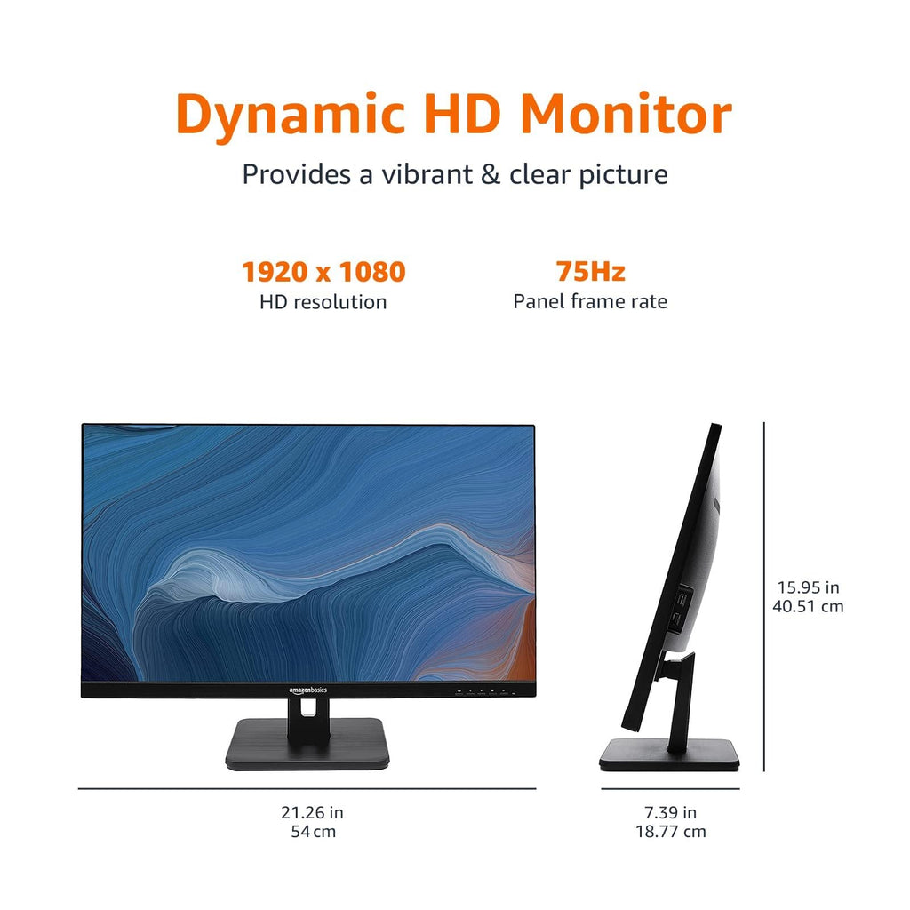 24-inch Full HD IPS Monitor, 75 Hz, 1080P, HDMI, Display Port, VGA, Built-in Speakers, Black F23243