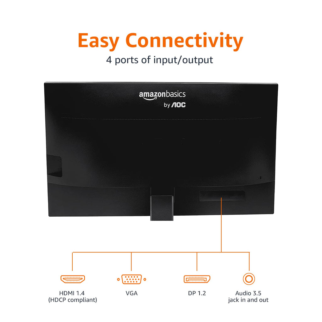 24-inch Full HD IPS Monitor, 75 Hz, 1080P, HDMI, Display Port, VGA, Built-in Speakers, Black F23243
