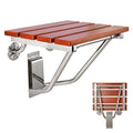 Teak Wood Wall Mounted Folding Shower Seat and Bench 350lb Capacity F3335