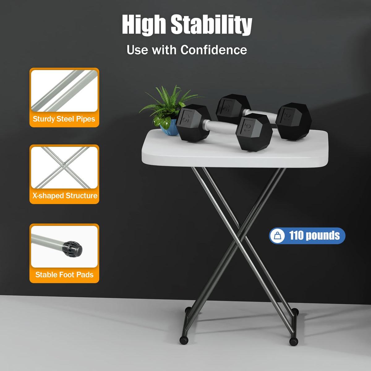 White 30" Folding Table N294090