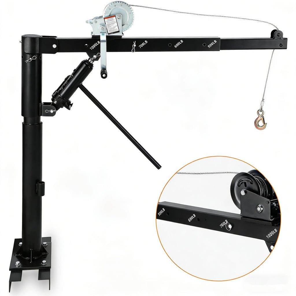 1000 LBS Hydraulic Pickup Truck Crane with Manual Winch Z894