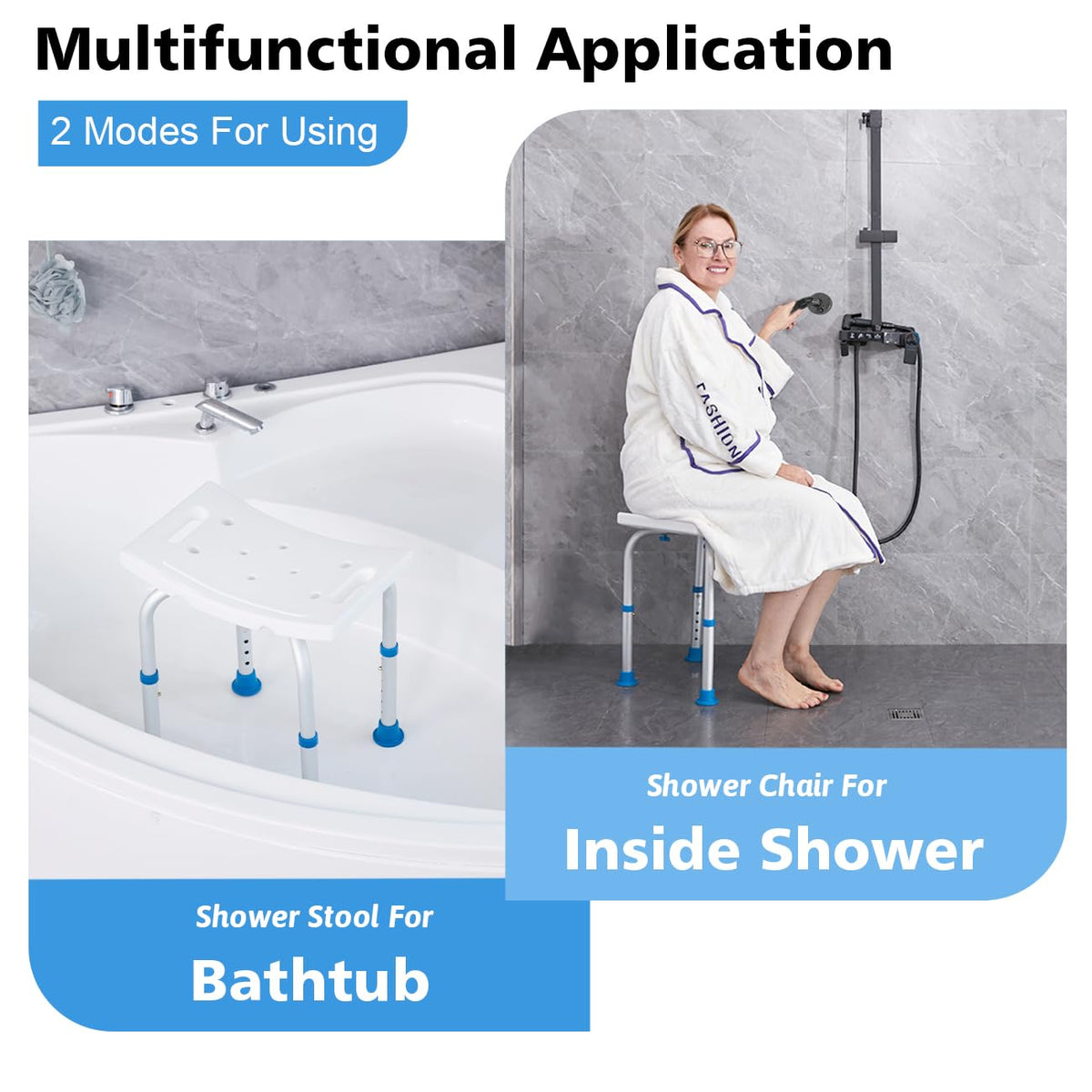Shower Chair for Inside Shower, Tool-Free Assembly Shower Seat for Bathtub R449