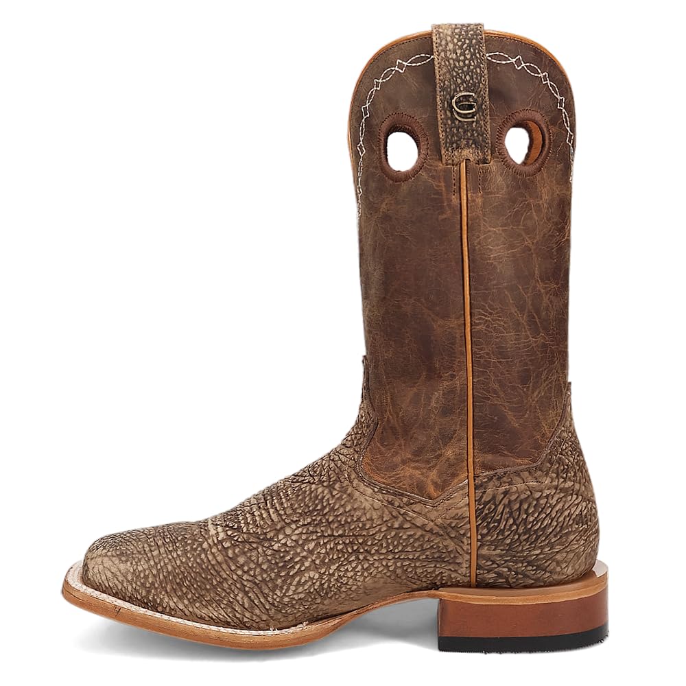 Brown Embroidered Bison Square Toe Pull On Dress Boots O306