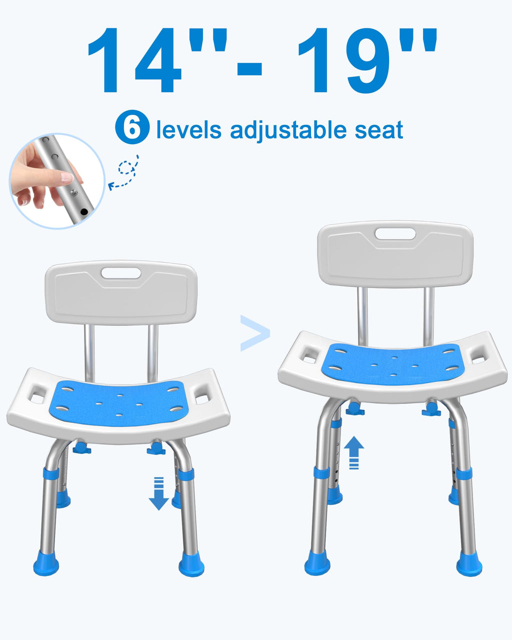 Heavy Duty Height Adjustable Shower Chair with Arms and Back B892