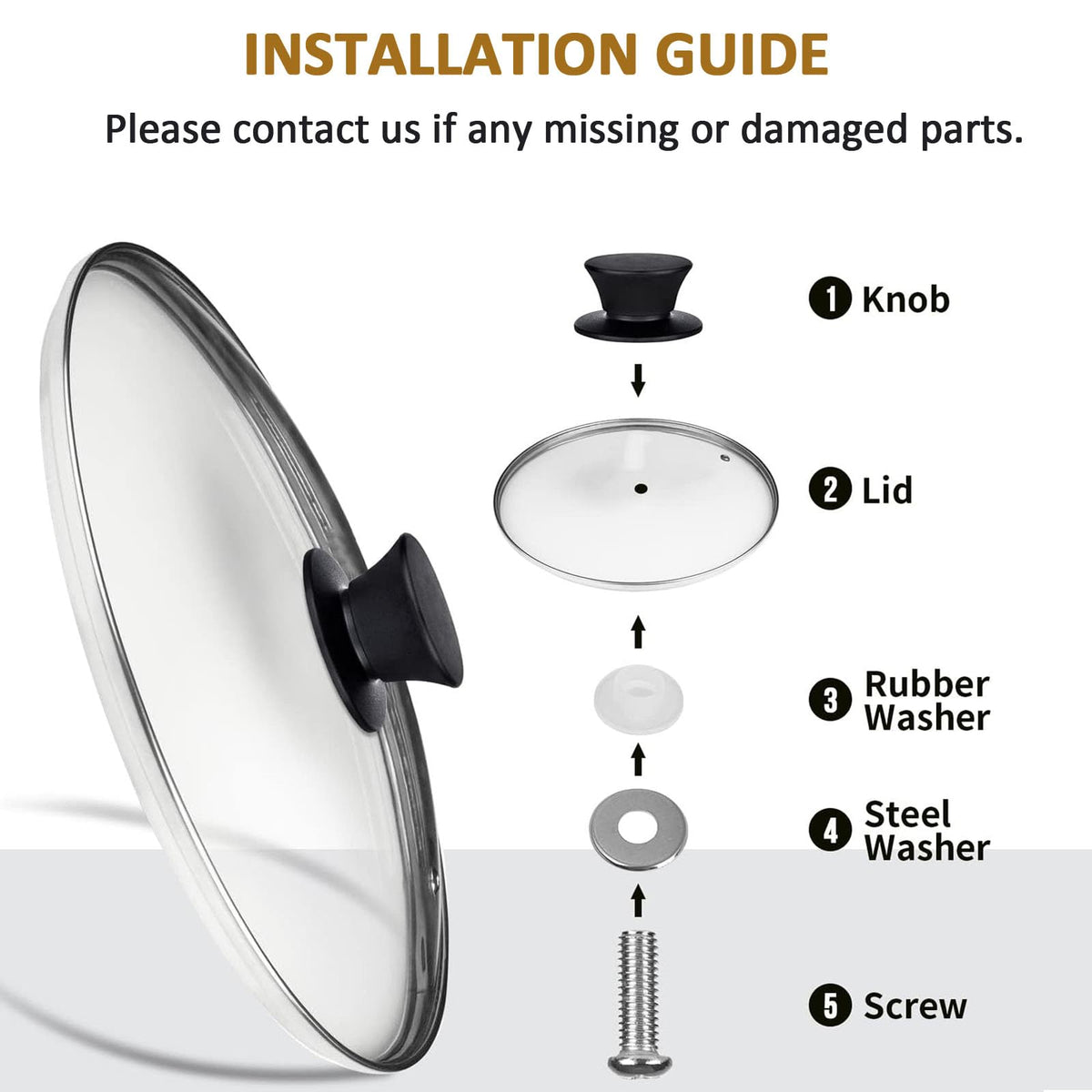Tempered Glass Lid with Heat Resistant Handle 10.25 In L91436