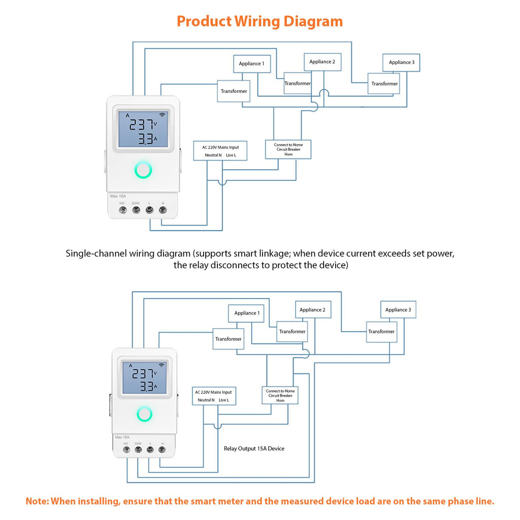 Wi Fi Real Time Electricity Usage Monitor with 3 100A Clamps C7808