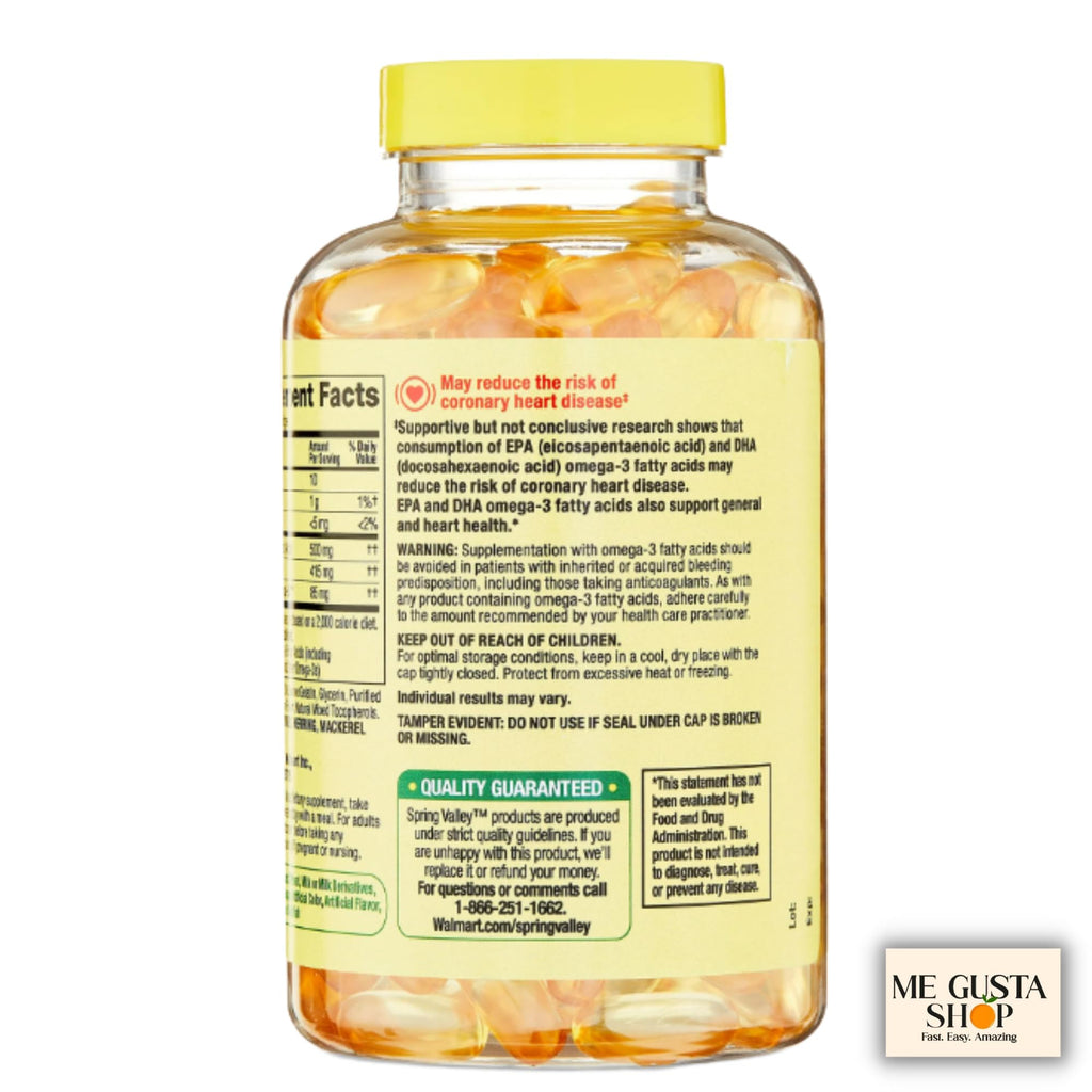 Omega 3 500mg 180 Softgels Fish Oil Dietary Supplements W1280
