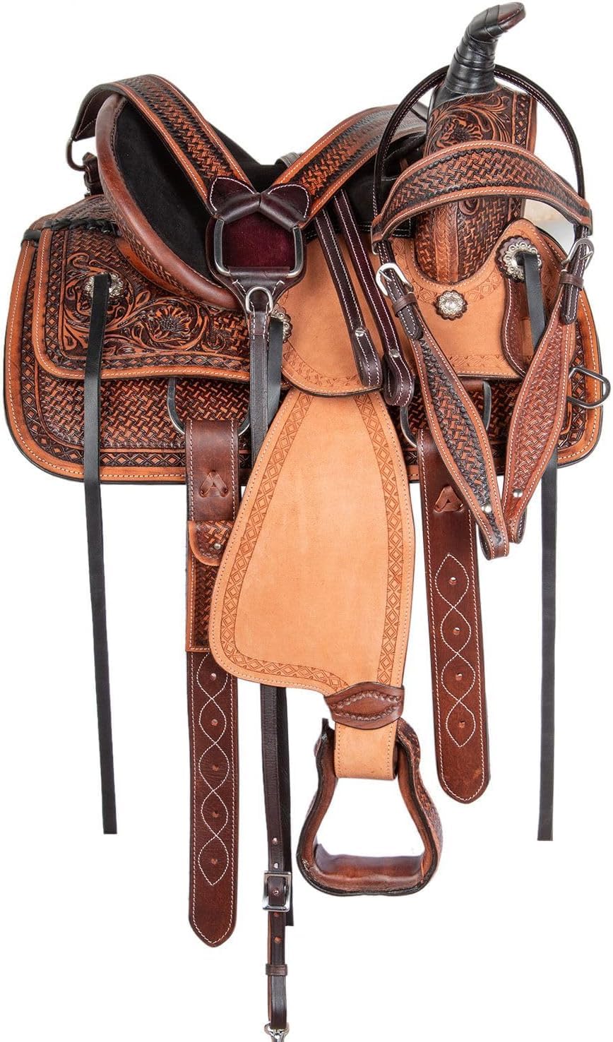 Leather Horse Saddle Set with Tack & Stirrups A9247