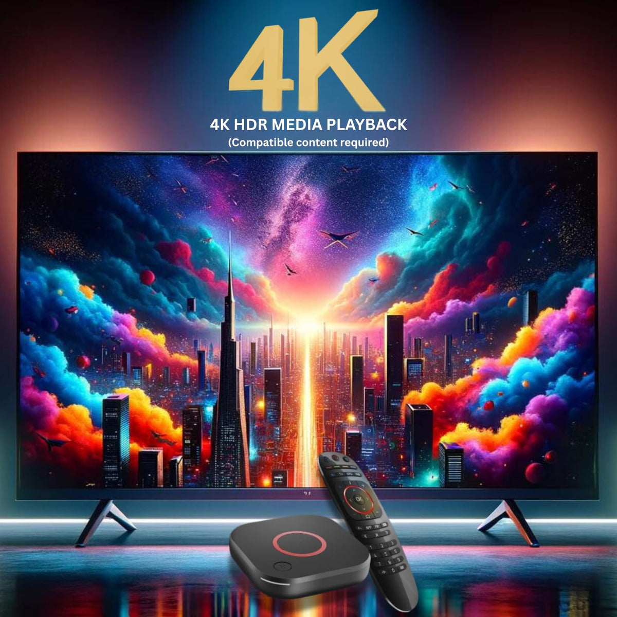 4K HDR TV Streaming Device with 1GB DDR4 RAM 4GB Flash Memory Dual-Band WiFi O9362