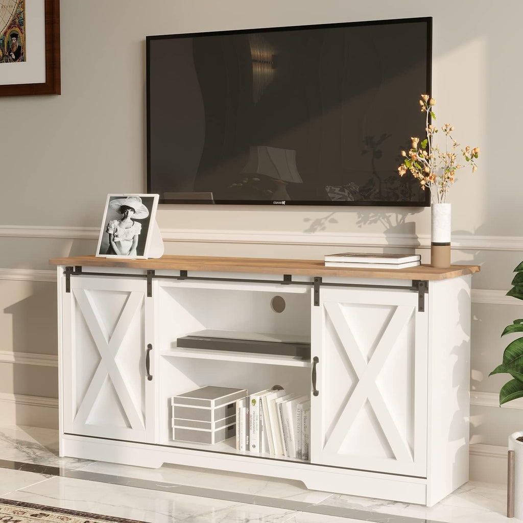 White Farmhouse TV Stand for 65 Inch TV S1480