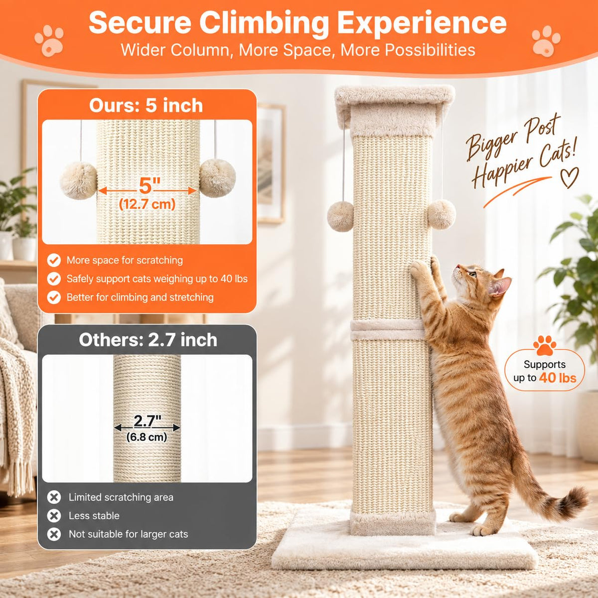 33 Inch Nature Sisal Cat Scratching Post N149