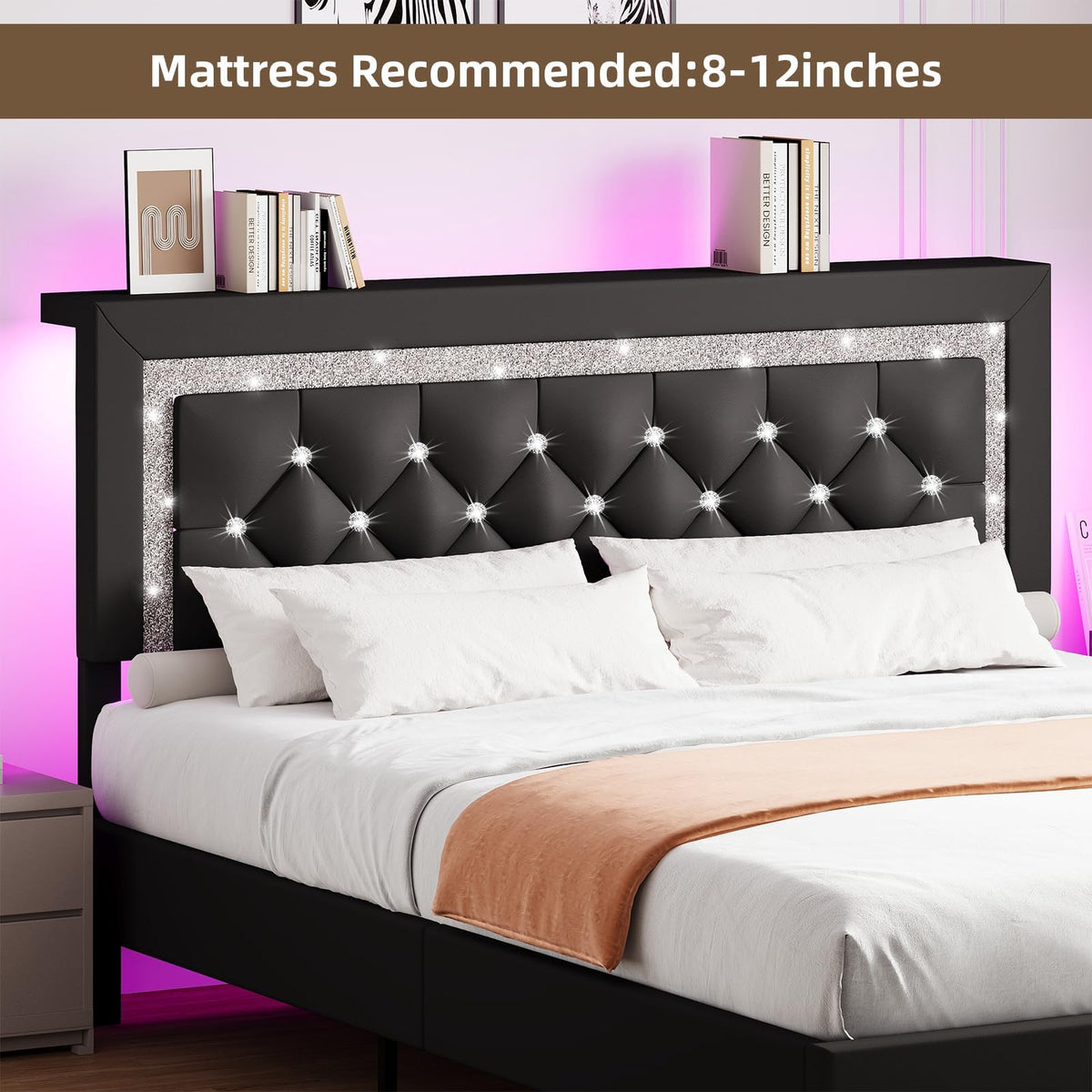 Black Full Bed Frame with LED Lights C3489