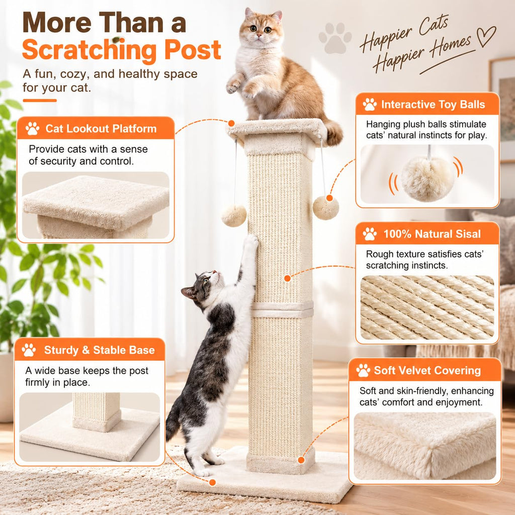 33 Inch Nature Sisal Cat Scratching Post N149
