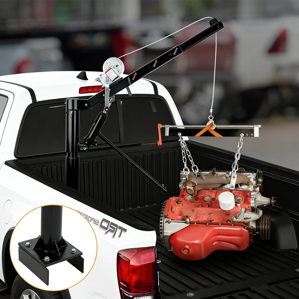 1000 LBS Hydraulic Pickup Truck Crane with Manual Winch Z894