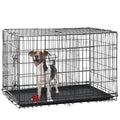 Folding Metal Dog Crate with Divider and Tray J59782