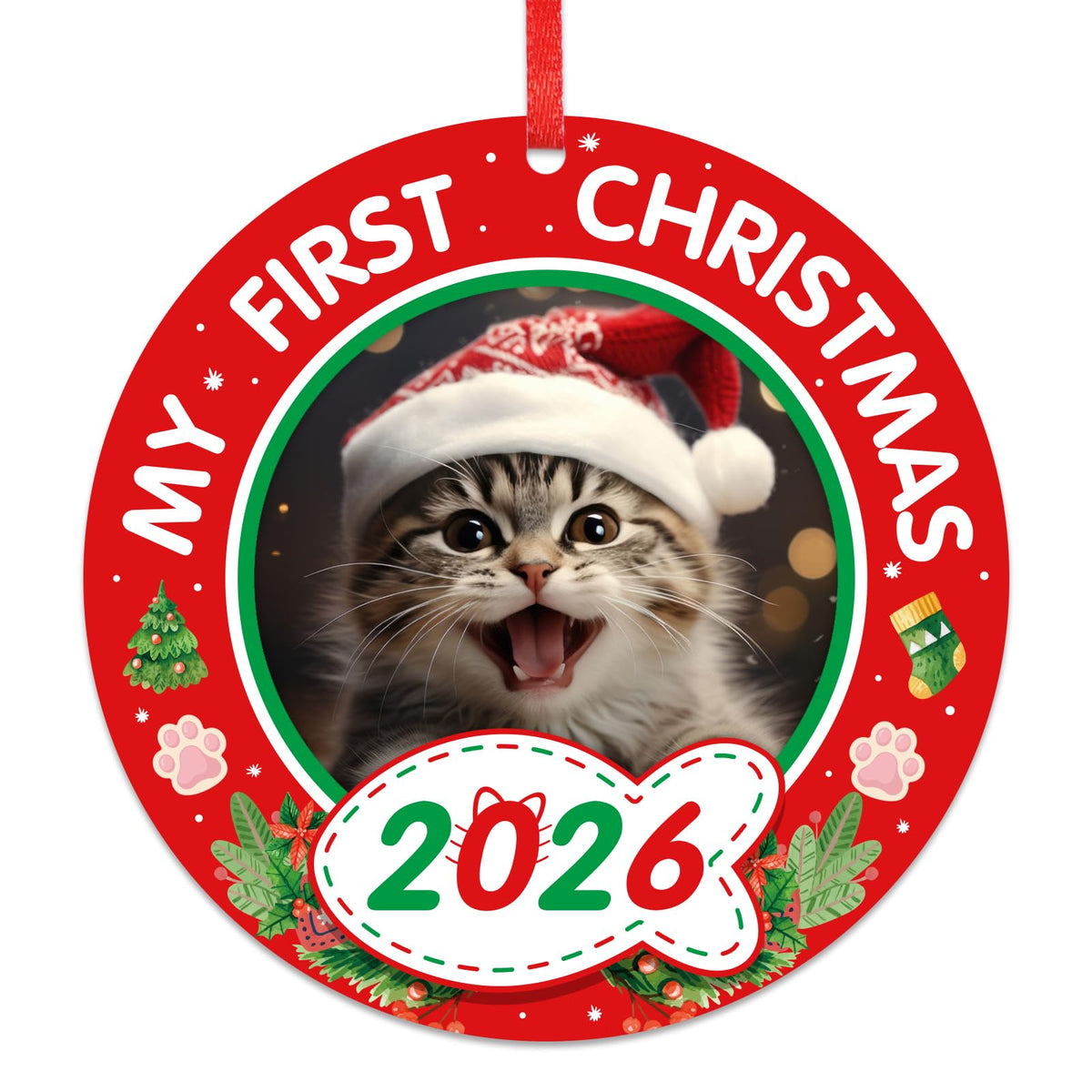 Personalized Picture Frame Cat's First Christmas Ornament 2026 Q120004
