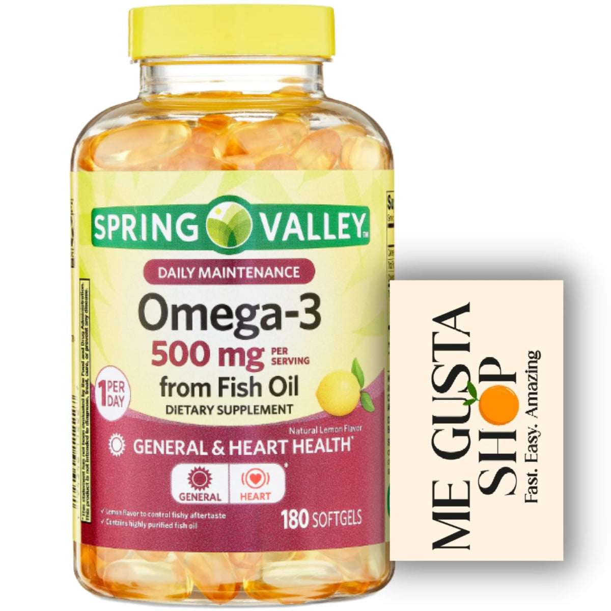 Omega 3 500mg 180 Softgels Fish Oil Dietary Supplements W1280