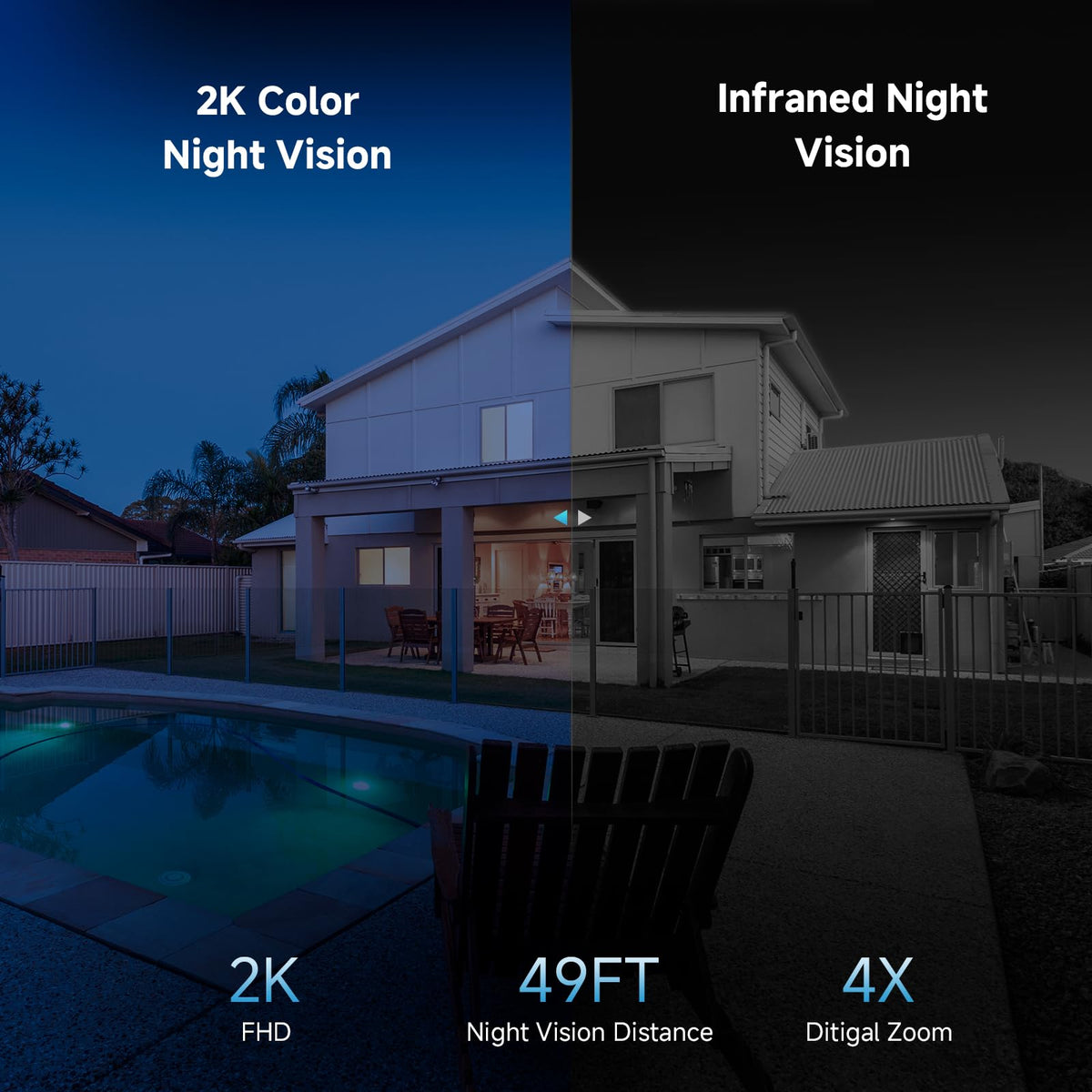 2K Solar Wireless Outdoor Security Cameras with 360° View, 4 Pack, White A4215