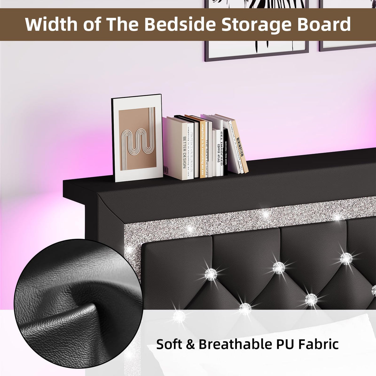 Black Full Bed Frame with LED Lights C3489