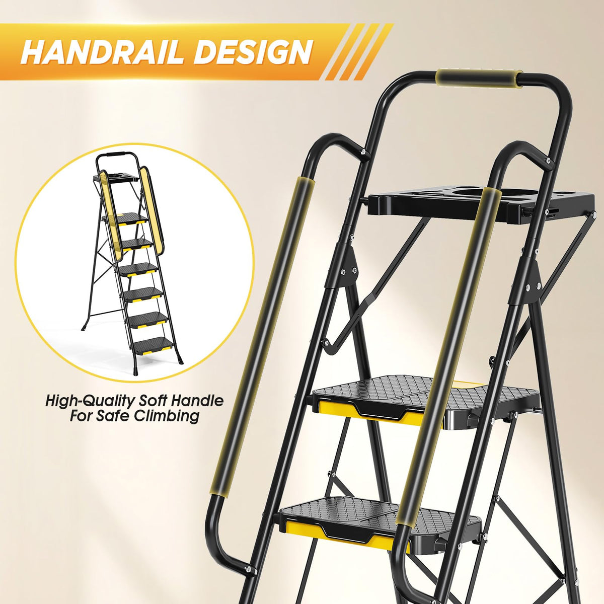 Steel Step Ladder with Handrail E5934