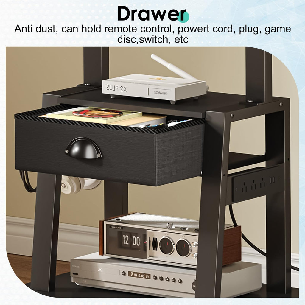 Rolling TV Stand with Power Outlet, Adjustable Height, for 23-60 inch Screens I703223