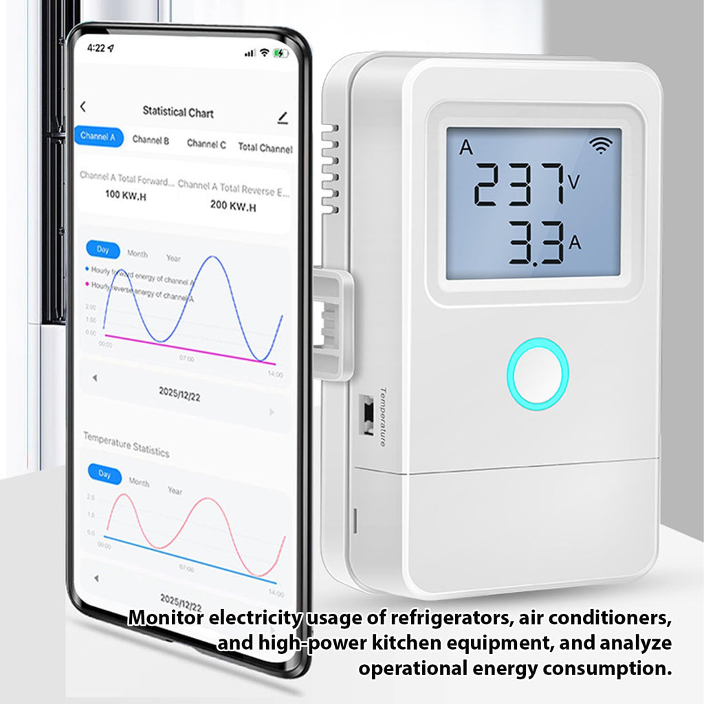 Wi Fi Real Time Electricity Usage Monitor with 3 100A Clamps C7808