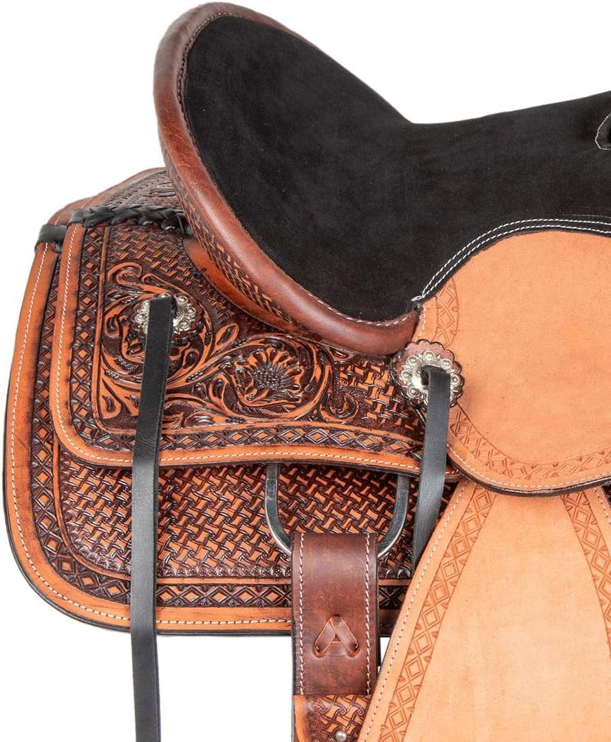 Leather Horse Saddle Set with Tack & Stirrups A9247