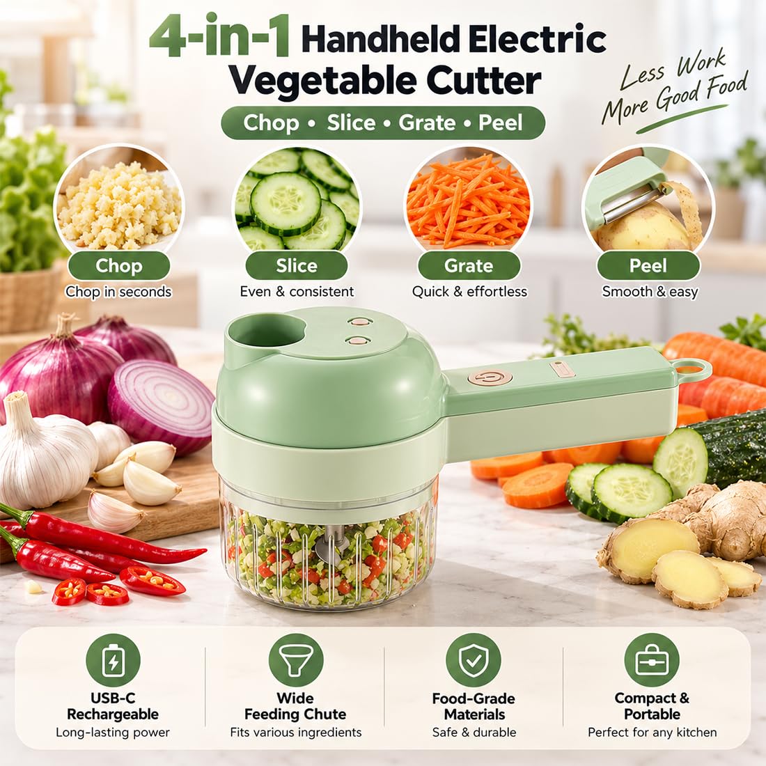 4 in 1 Wireless Electric Vegetable Chopper W84733