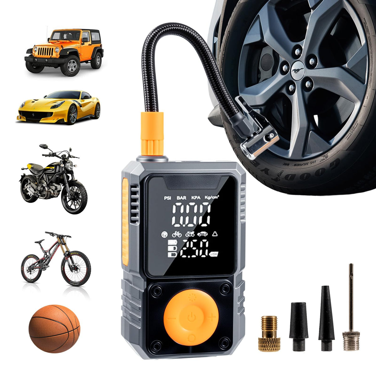 Portable 150PSI Cordless Tire Inflator with Pressure Gauge C9122