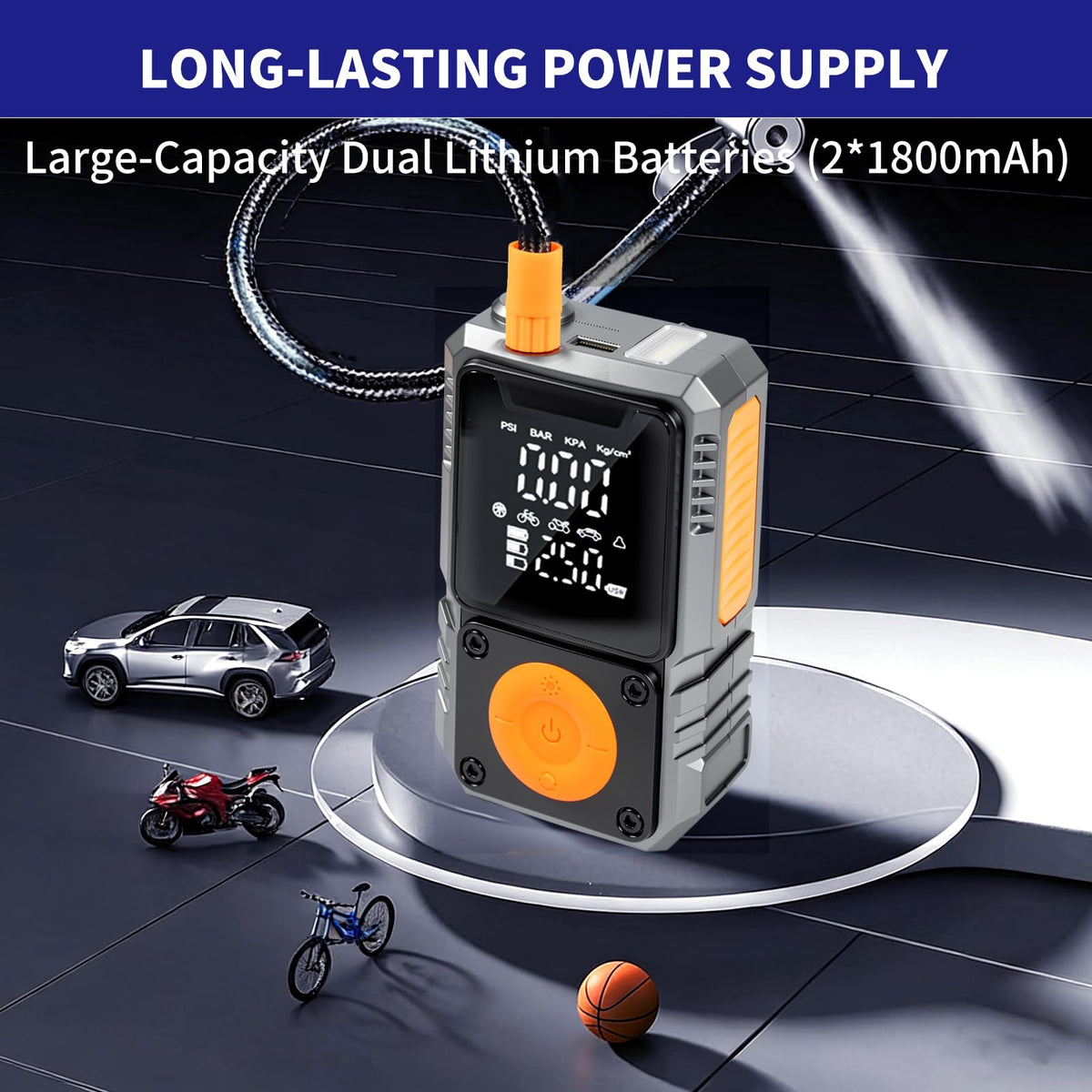 Portable 150PSI Cordless Tire Inflator with Pressure Gauge C9122