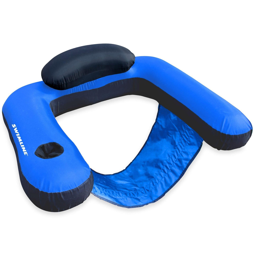Fabric Covered Inflatable Pool Lounger with Cup Holder R950289