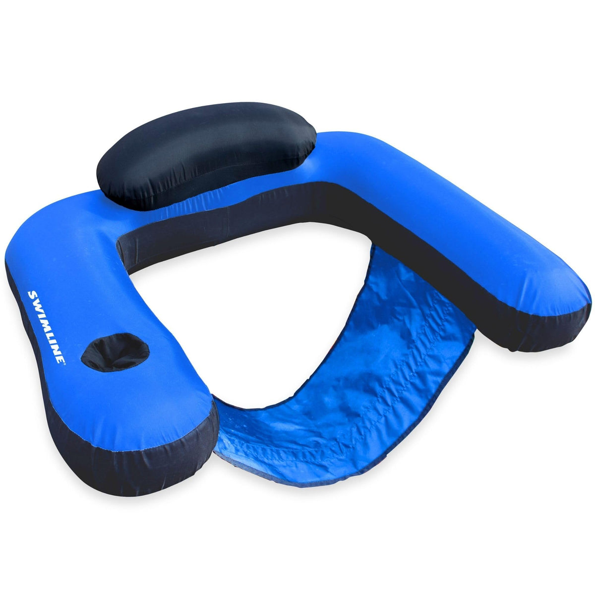 Fabric Covered Inflatable Pool Lounger with Cup Holder R950289