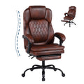 Big and Tall Brown PU Leather Reclining Office Chair with Foot Rest B770296