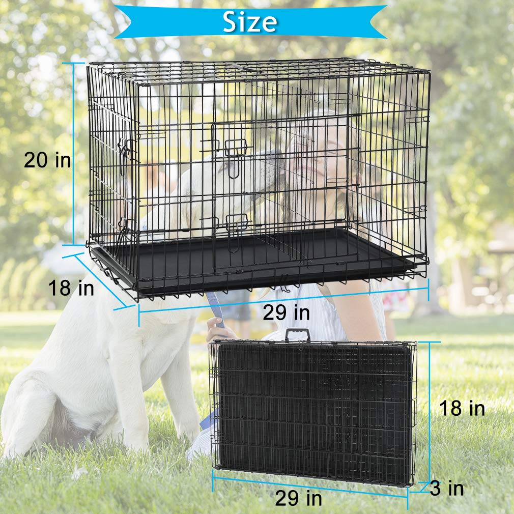 Folding Metal Dog Crate with Divider and Tray J59782
