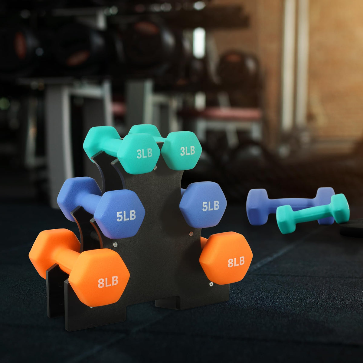 Neoprene Dumbbell Set with Rack M689
