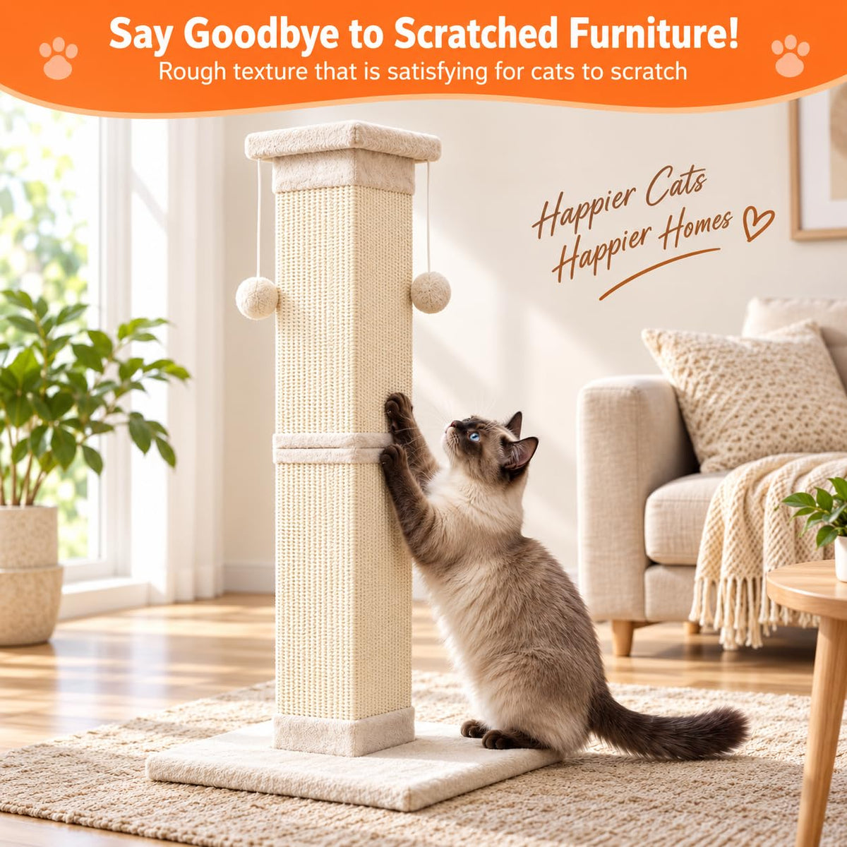33 Inch Nature Sisal Cat Scratching Post N149