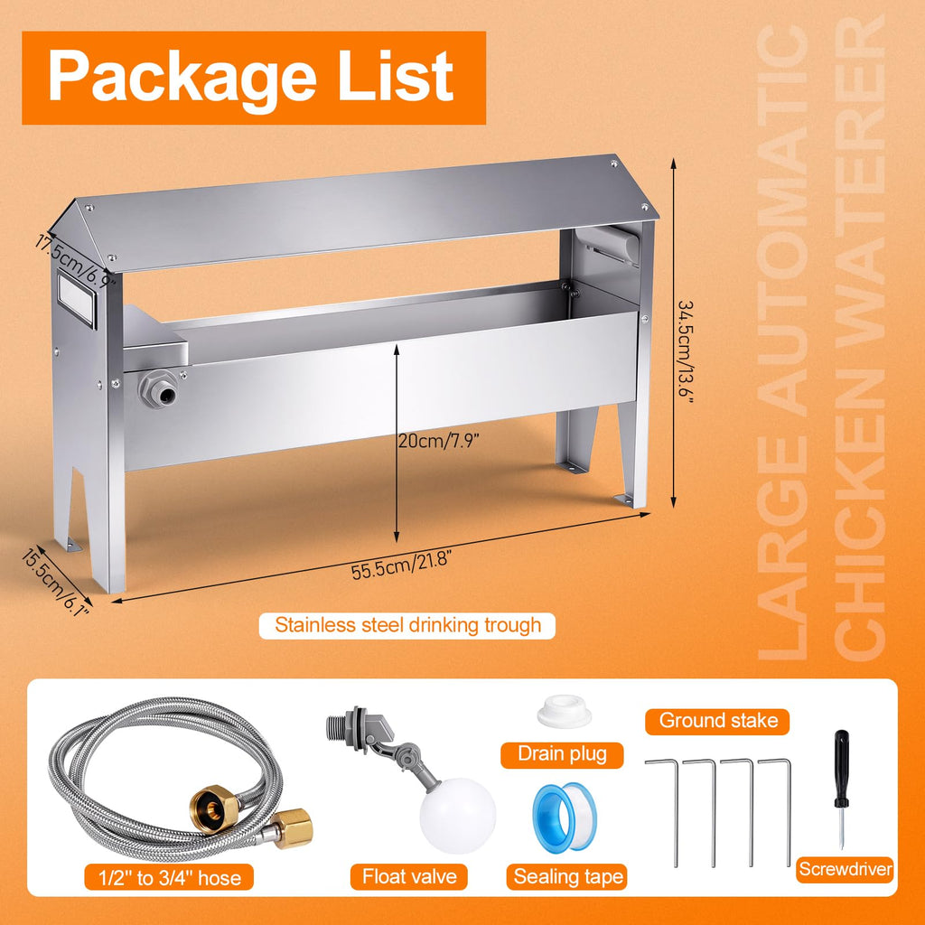 22'' Stainless Steel Automatic Chicken Waterer P925