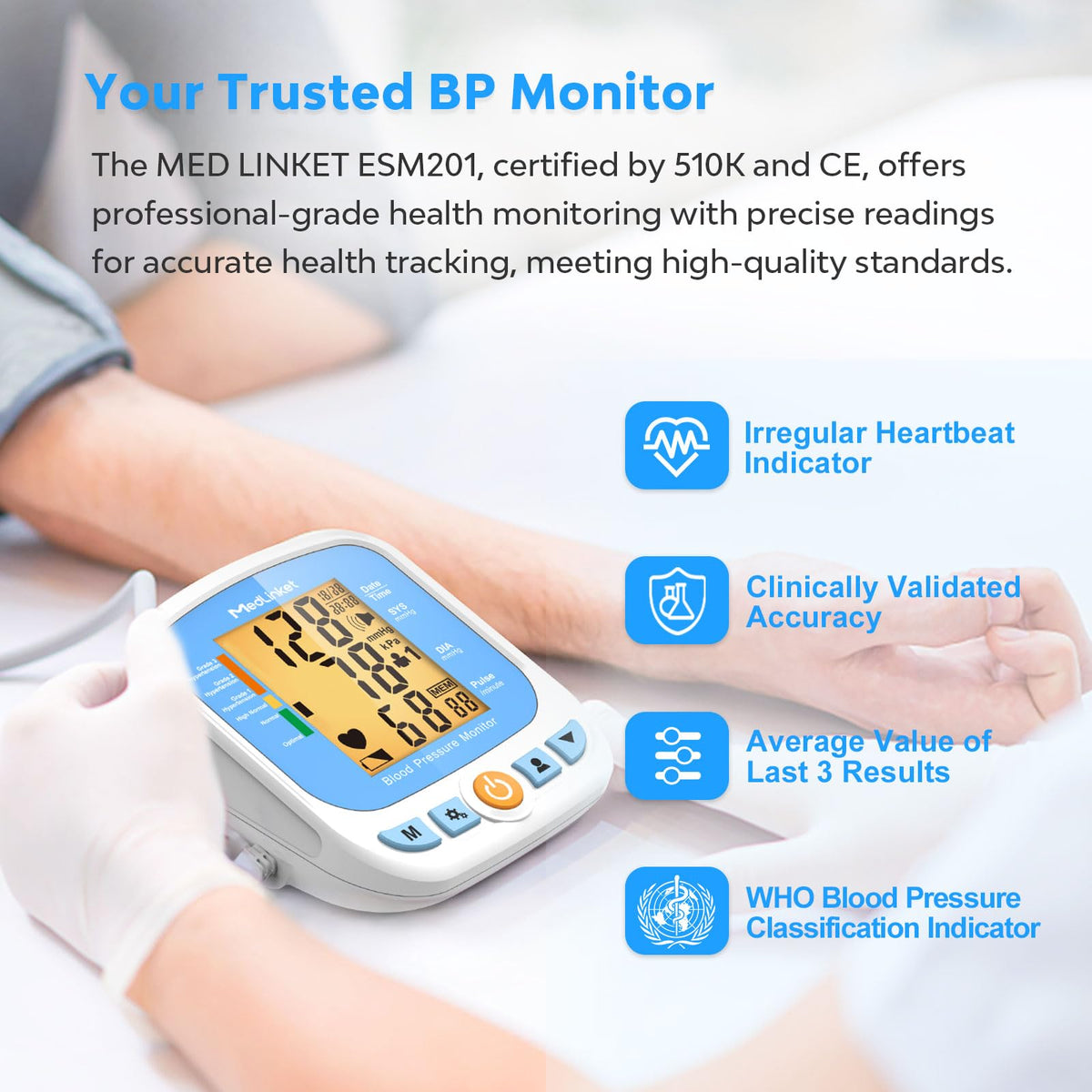 Blood Pressure Monitor with Adjustable Cuff and Backlit Display L281284