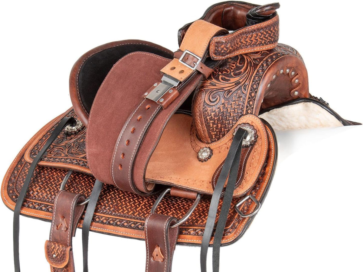 Leather Horse Saddle Set with Tack & Stirrups A9247