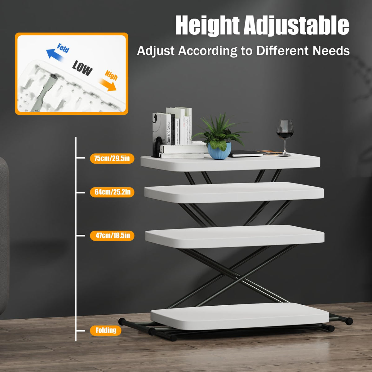White 30" Folding Table N294090