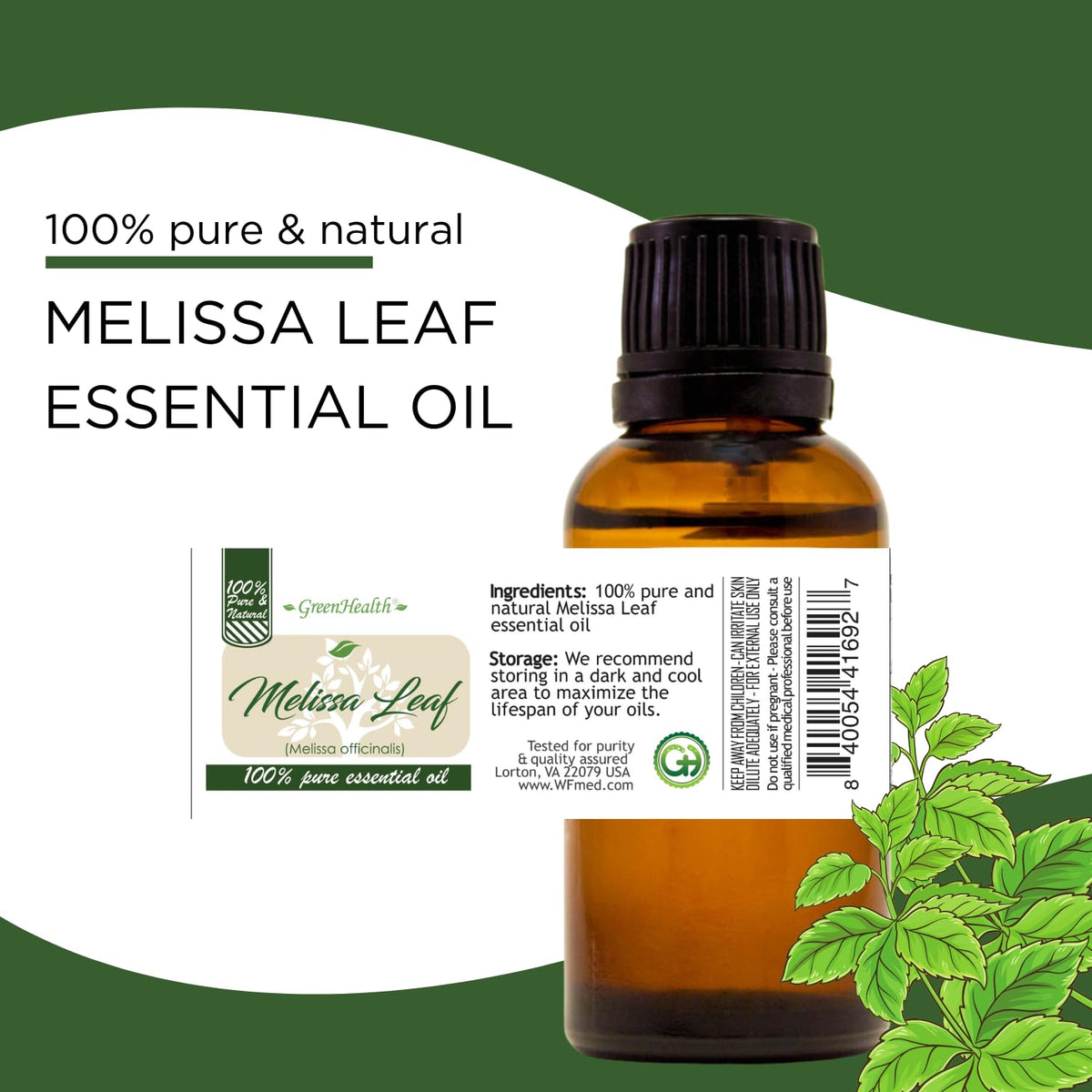 Leaf Essential Oil 4 fl oz Glass Bottle S4728