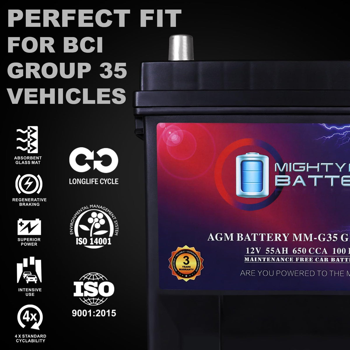 12V 55Ah AGM Replacement Battery F711
