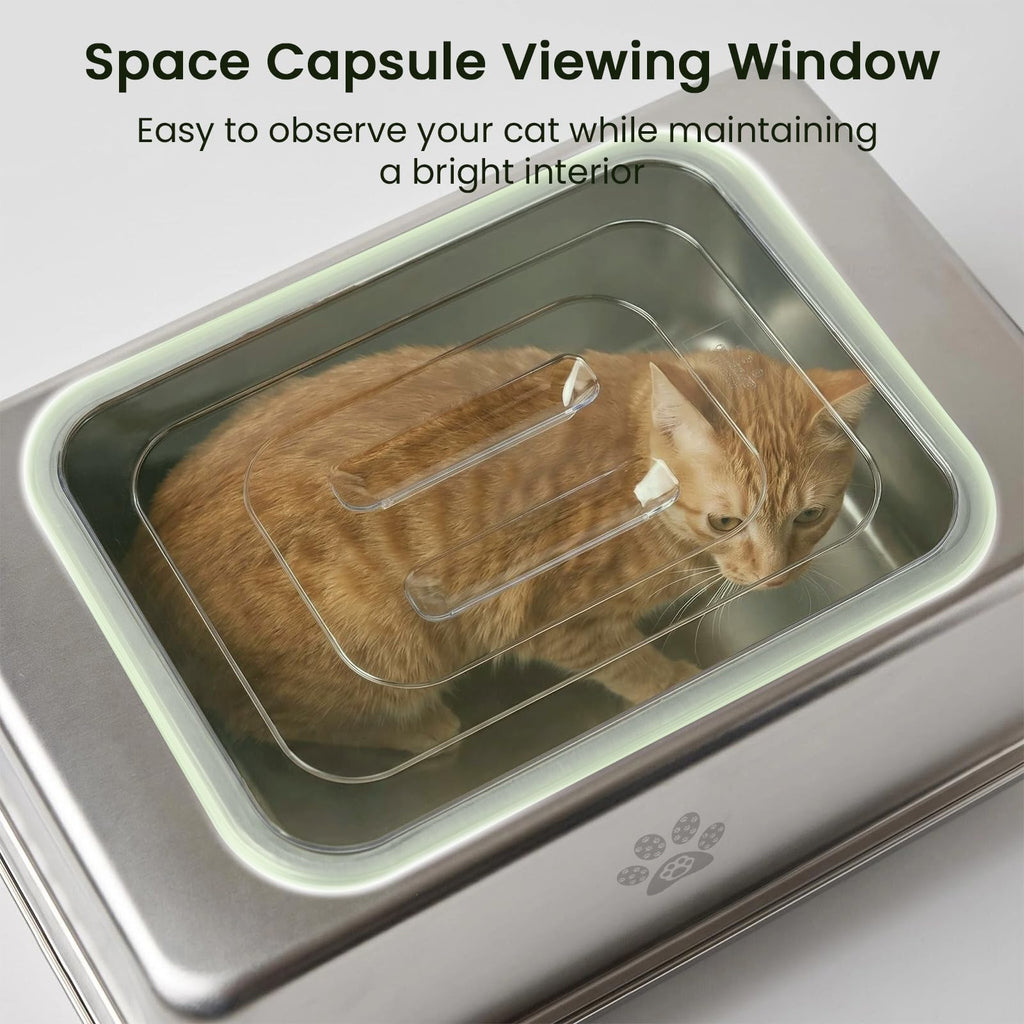 Enclosed Stainless Steel Cat Litter Box with Lid Y40191