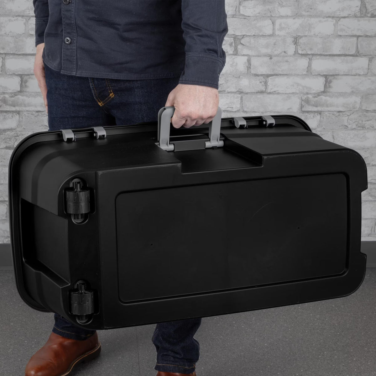 22 Gallon Black Wheeled Plastic Storage Trunk with Lids P13090