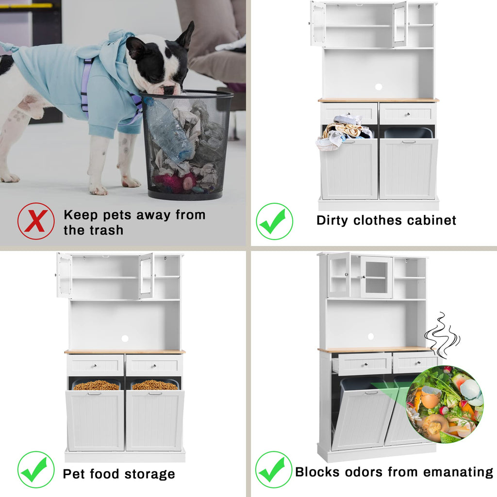 White Tilt Out Trash Can Cabinet T59339
