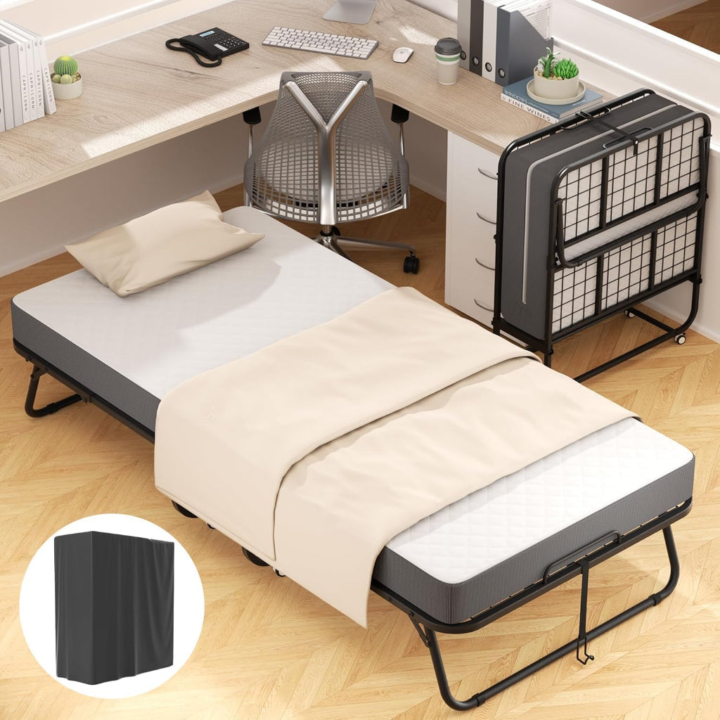 75"x 38" Twin Size Folding Bed with 5" Memory Foam Mattress A695410