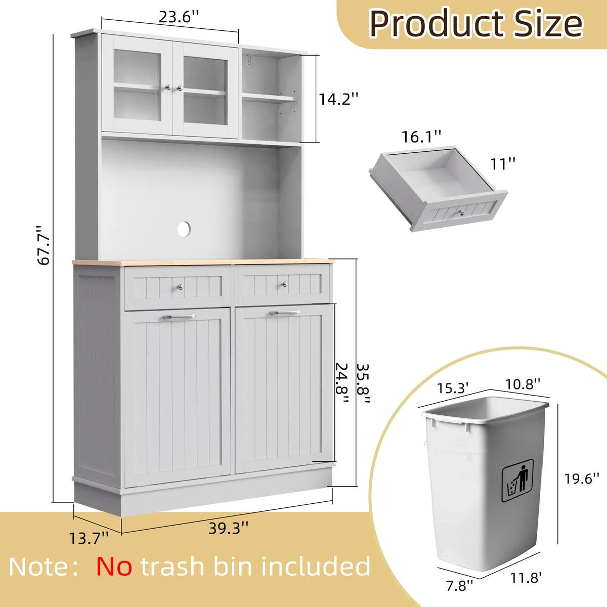 White Tilt Out Trash Can Cabinet T59339