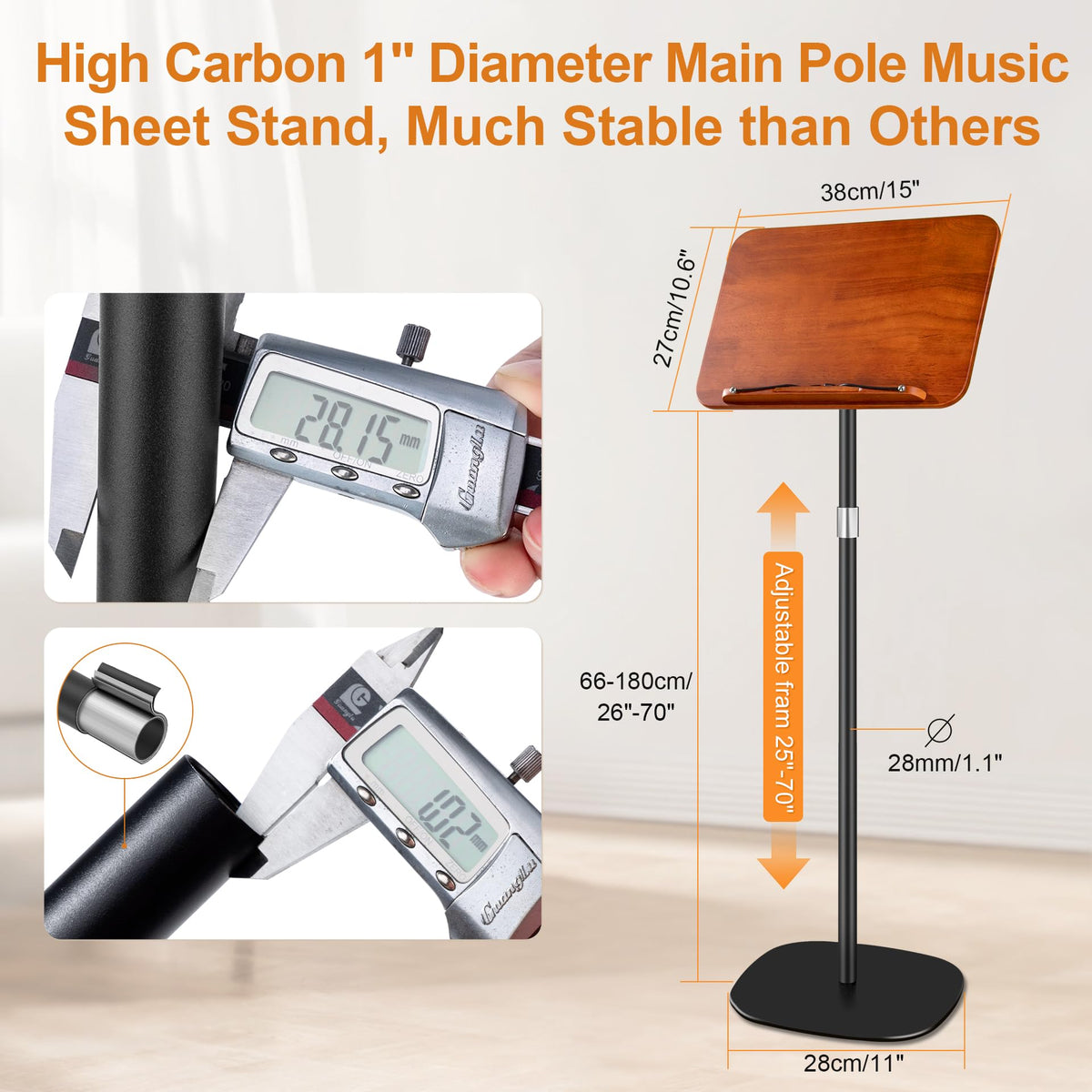Height Adjustable Solid Wooden Music Stand V855