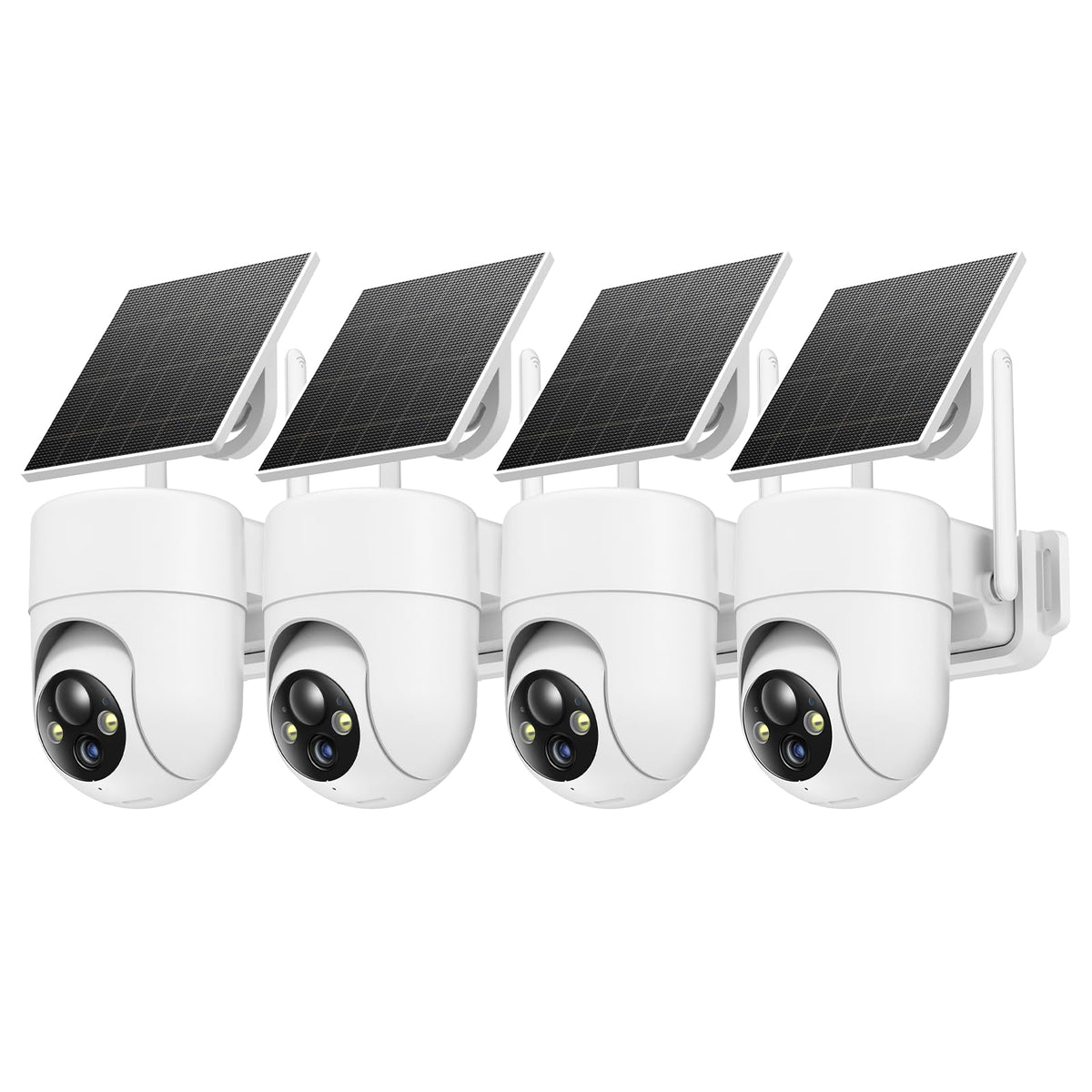 2K Solar Wireless Outdoor Security Cameras with 360° View, 4 Pack, White A4215