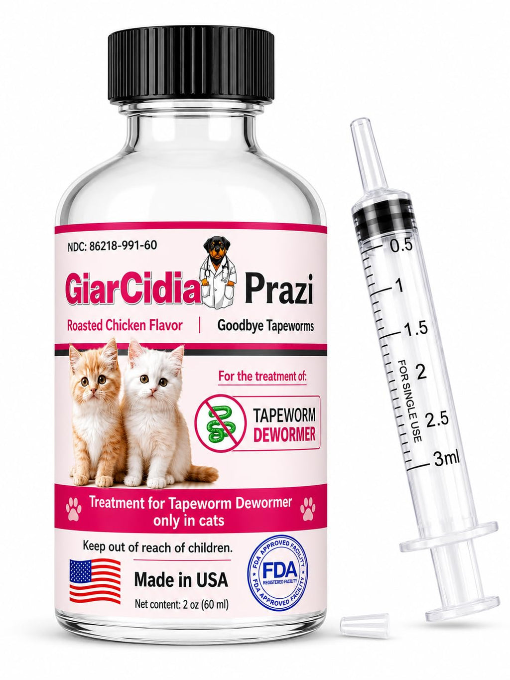 60mls Chicken Flavour Oral Suspension Dewormer J256